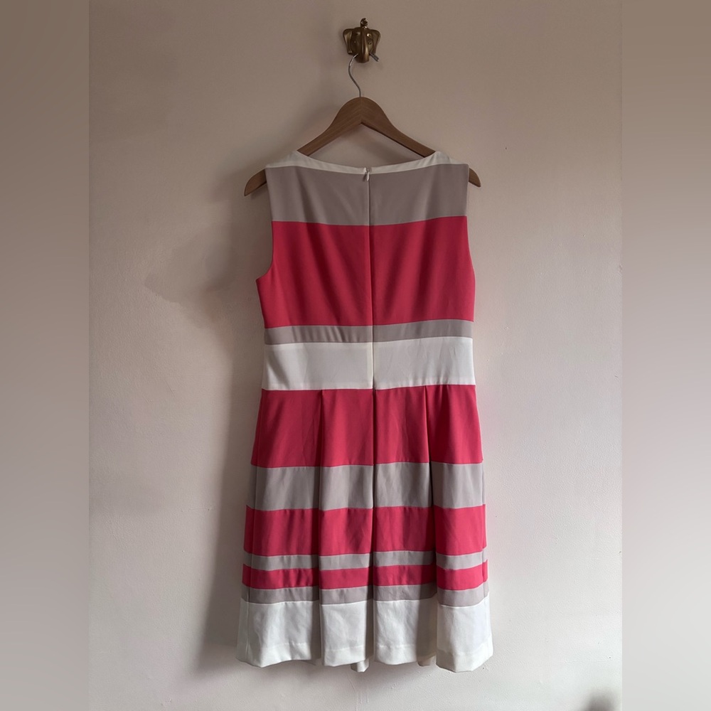 Lauren Ralph Lauren Pink, White & Light Gray Striped Fit-and-Flare Dress - Picture 3 of 3